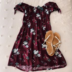 Off The Shoulder Floral Skater Dress